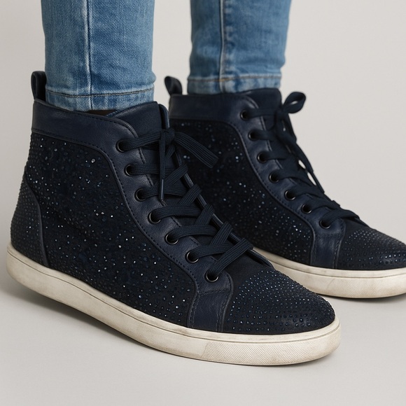 Lady Couture Elegant Navy Blue High-Top Sneakers Size 9 - Picture 1 of 8